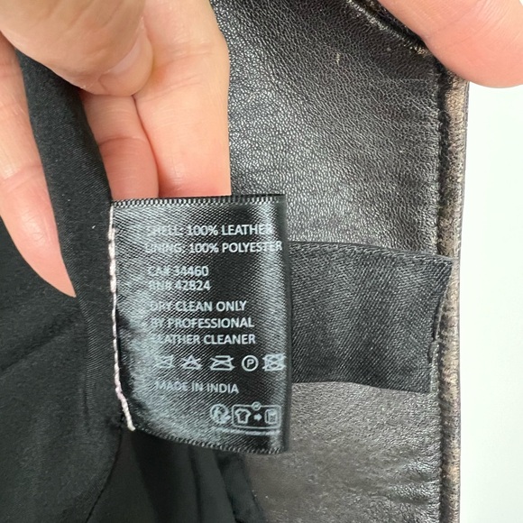 Veda Classic Leather Moto Jacket in Brown L - Picture 5 of 9